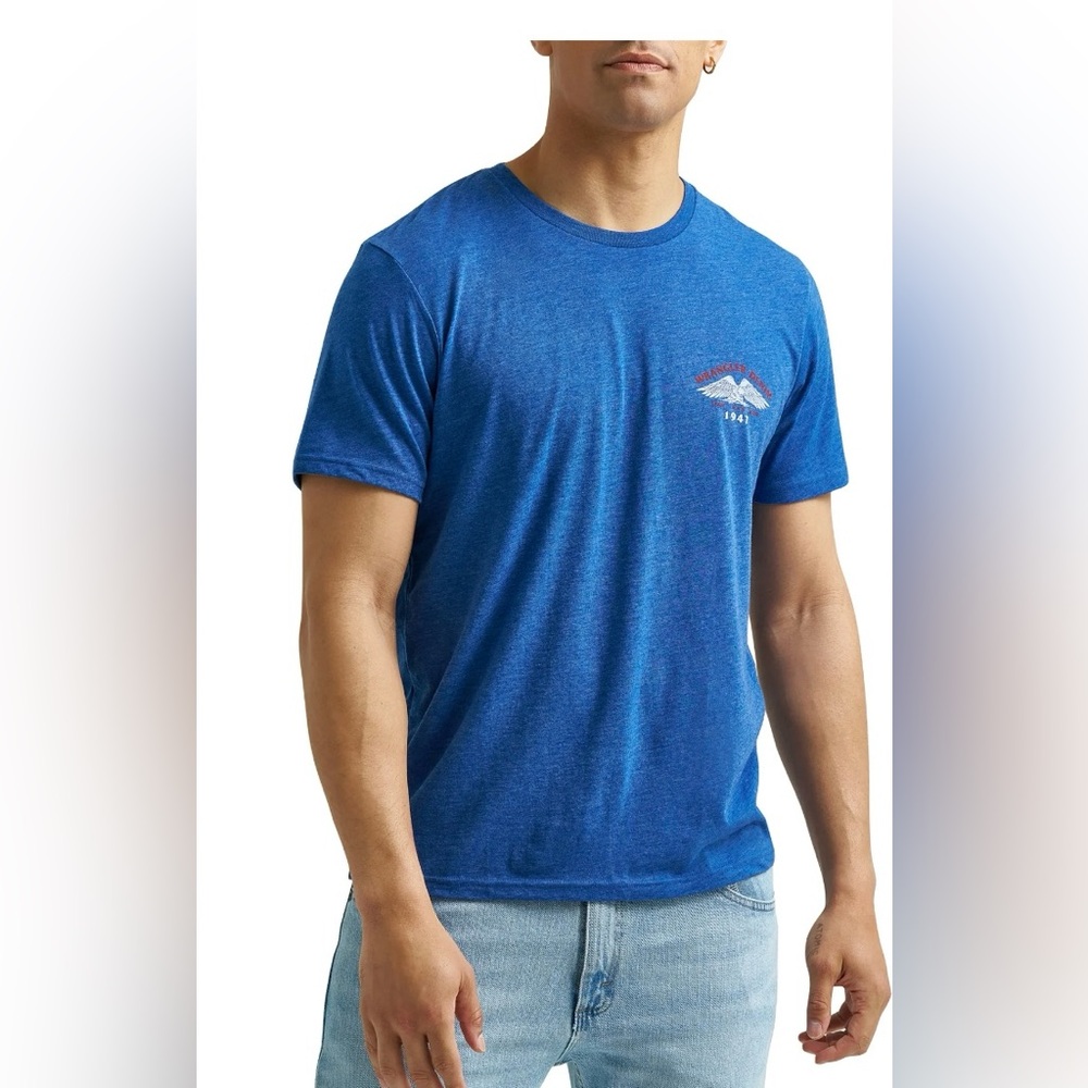 NWT Wrangler Blue Graphic‎ Tee Eagle Logo Shirt Men’s Size XL Western Style
